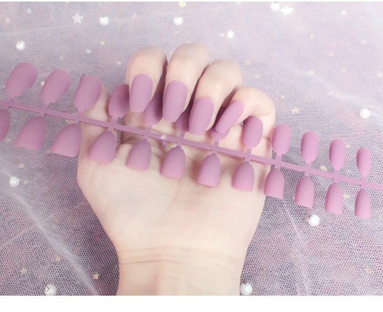 24pcs/set DIY Quick Nails Matte Frosted Long T Solid Color False Nails Multi-color Strips Finished Wear Manicure