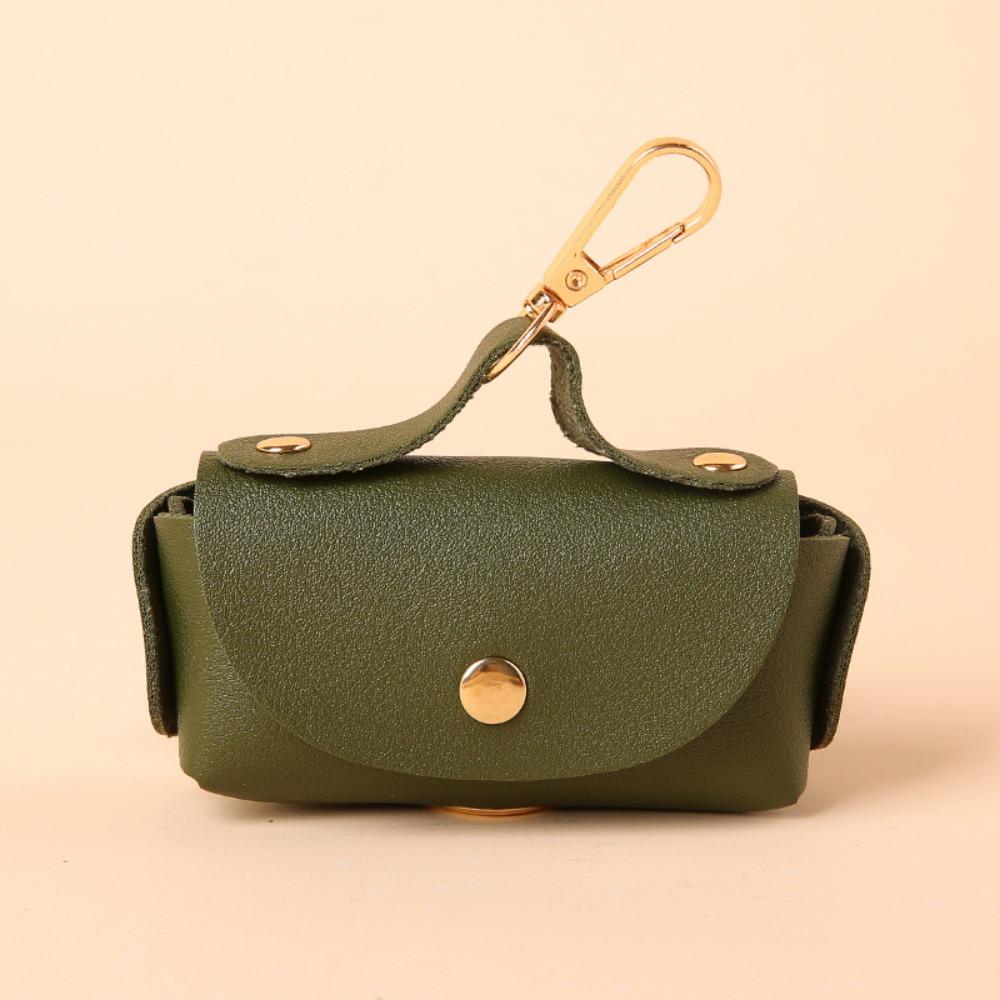 

Leather Pet Waste Bag Dispenser with Keychain Multi-Color Dog Waste Bag Multifunctional Lightweight Pet Poop Bag For Outdoor Use зелёный