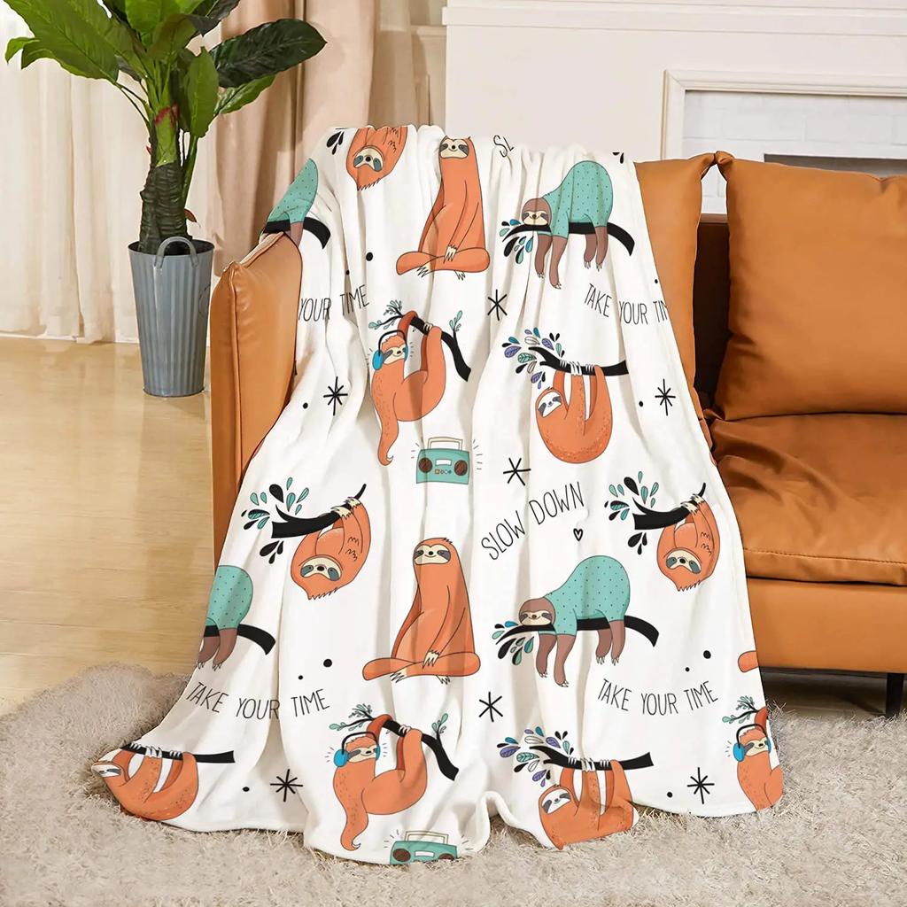 Sloth On The Tree Blanket Comfort Warm Sloth Throw Blanket Soft Fleece Blankets Gifts for Women Girls for Bed Couch Sofa Blanket