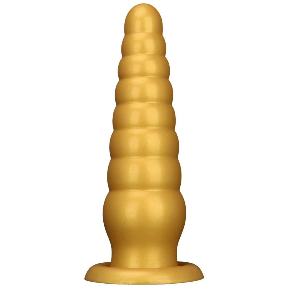 Golden Silicone Pointed  Oversized Anal Plug Suction Cup  Anal Sex Product  Erotic Chrysanthemum Extra Large and Thick