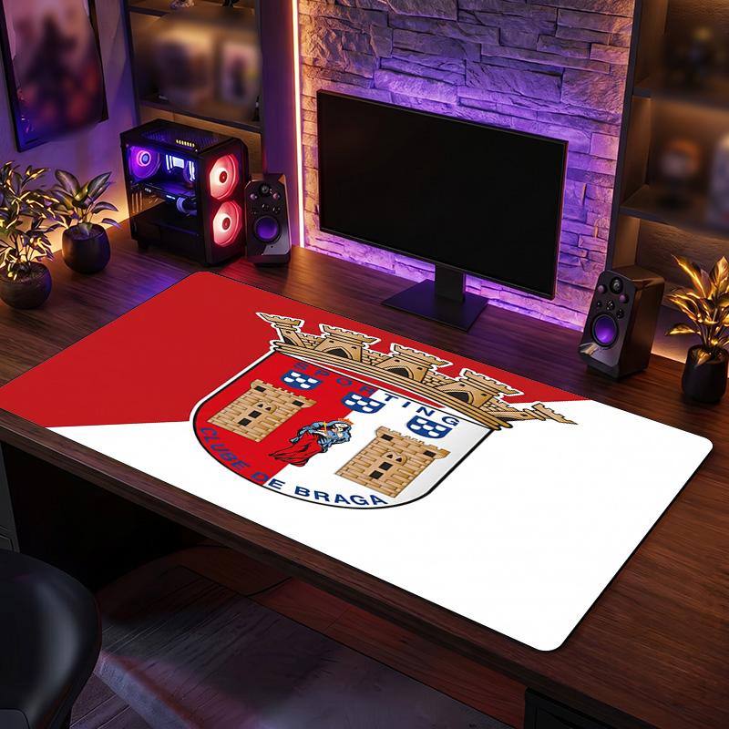Braga FC Theme Pattern Mouse Pad, Soccer Logo Design XXL Gaming Desk Mat Non-Slip Computer Mouse Pad
