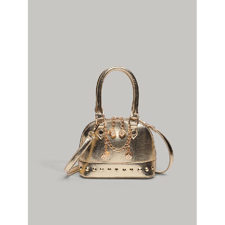 2025 New Niche Cross-Border High-End Luxury Rivet Handbag Shell Small Bag Fashionable Crossbody Bag золотой