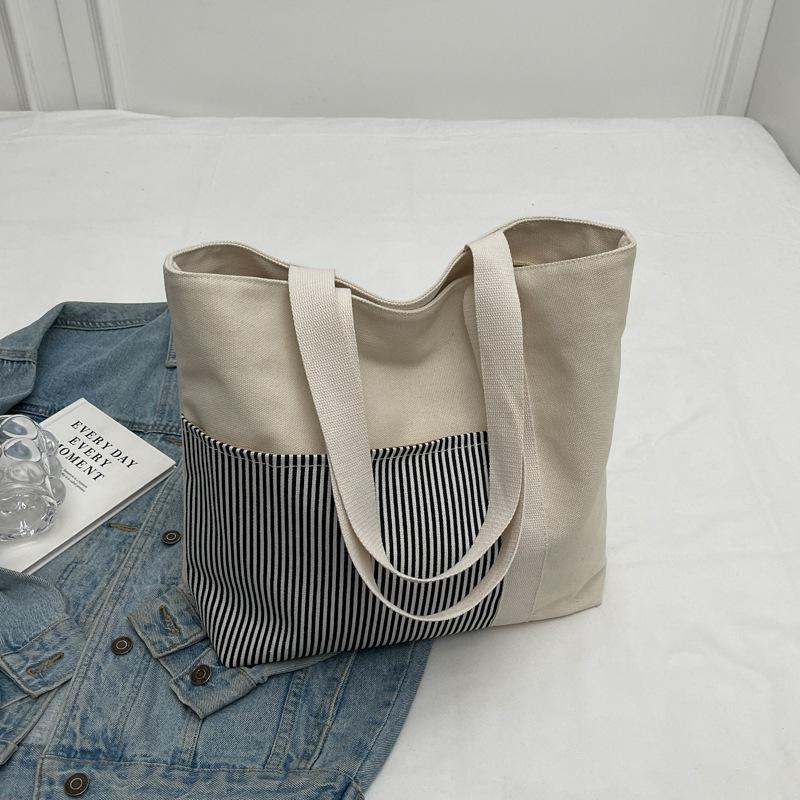 

Вместительная полосатая парусиновая сумка женская новая сумка для занятий для студенток колледжа портативная сумка на плечо модная тканевая сумка сумка на плечо