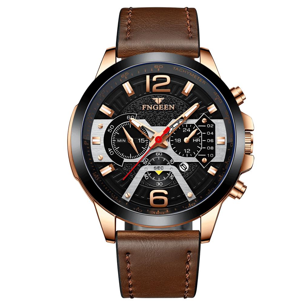 FNGEEN Trendy Men s Waterproof Watch Six-Pin Multifunctional Fashion Stream Steel Strap 5858 Watch