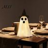 Tabletop Haunted House Supplies 2Pcs Halloween Decoration, Light-Up Ghost with Witch Hats, Spooky Interior Lighting Decor Figurine,