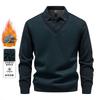 Plush Shirt Men's Fake Two-Piece Knitted Shirt