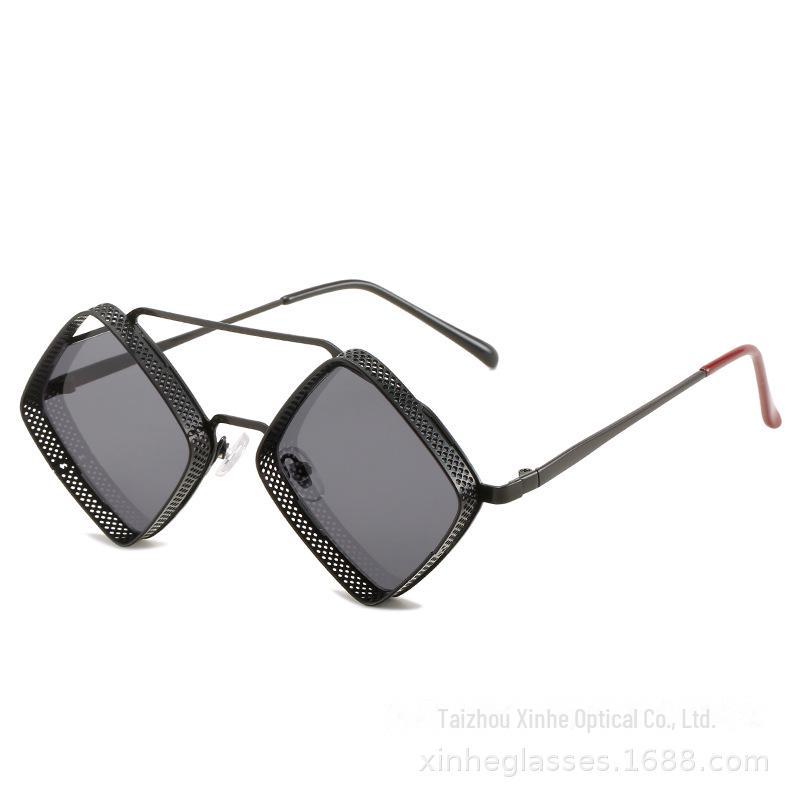 "2190 Metal Diamond Double Beam Anti-UV Sunglasses for Men and Women"