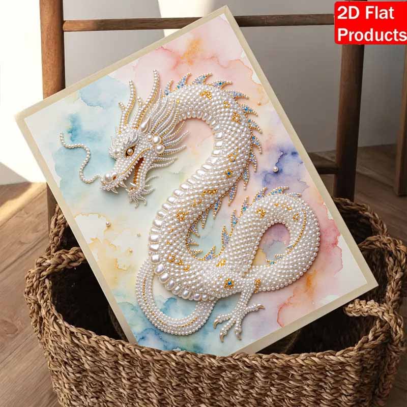 5D Pearl Kit Majestic Dragon Pattern DIY Rhinestone Art Relaxing Handmade Ornament Home Wall Desktop Decoration for Beginners