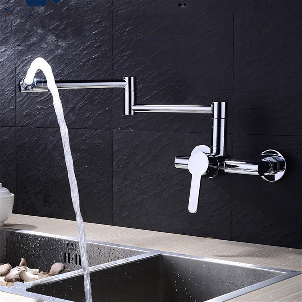 

Black Pot Filler Tap White Foldable Kitchen Faucet Hot and Cold Single Hole Sink Tap Rotate Folding Spout Brushed Gold Brass