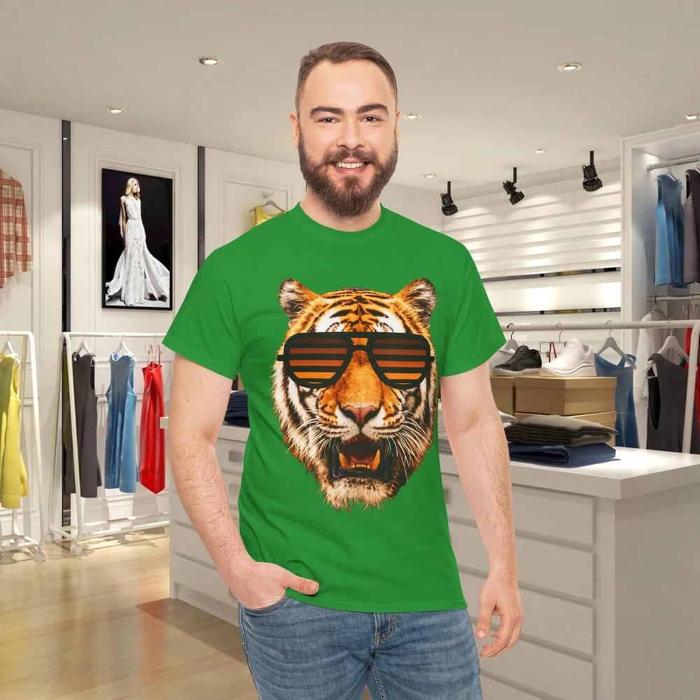 Real Cool Tiger Birthday Tee For Boy With Striped Sunglasses Tshirt S