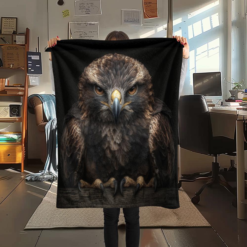 Schwarzer Adler, Muster Flanelldecke, Hohe Qualität, Bequem für alle Jahreszeiten, Heimdekoration, Wärme und Komfort, Perfekt für Geschenke.