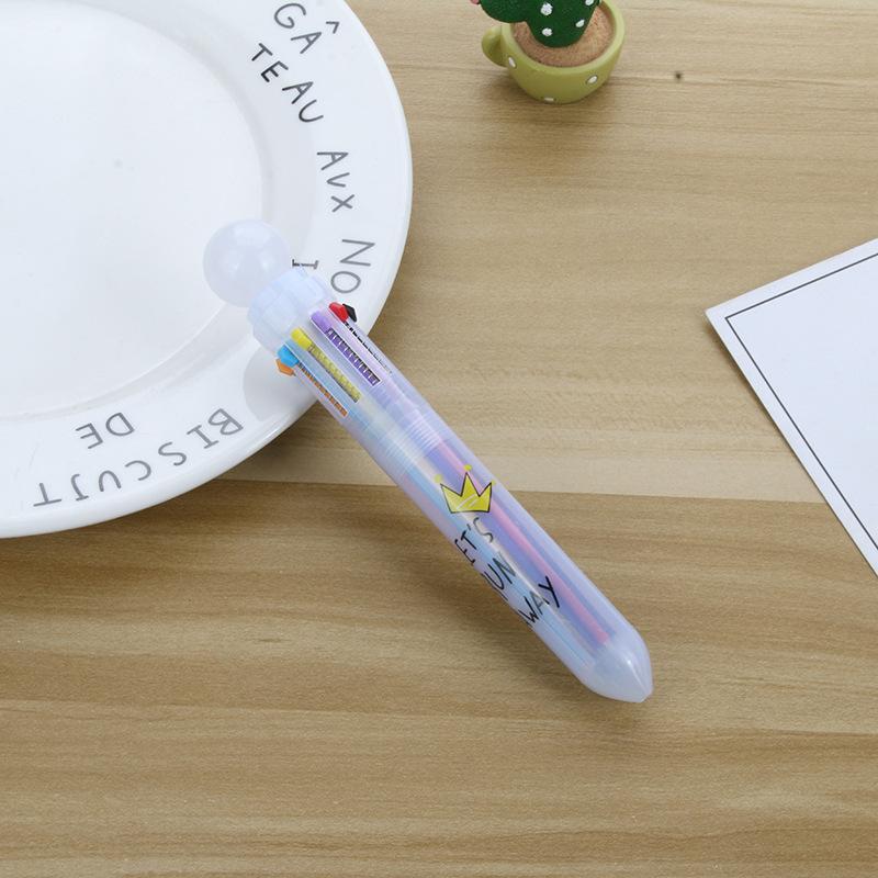 Ten-color Ballpoint Pen Girl Heart Cartoon Press Multi-color Pen Multi-function Color Handbook Pen Creative Cute Pen