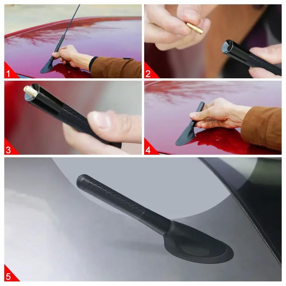 8CM Stubby Mast Carbon Fiber Radio Antenna Aerial Enhanced Signal Antenna Auto Accessories For Smart Fortwo Forfour 453 451 450