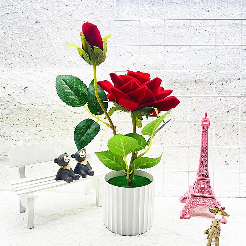 

Artificial Realistic Rose Potted Plant Bonsai For Gift And Decoration Home