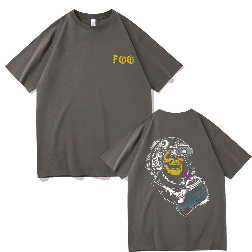 Forward Observations Group T-Shirt Gothic Skelett Grafikdruck T-Shirt Herrenmode Schwarze T-Shirts Männlich Vinatge Kurzarm