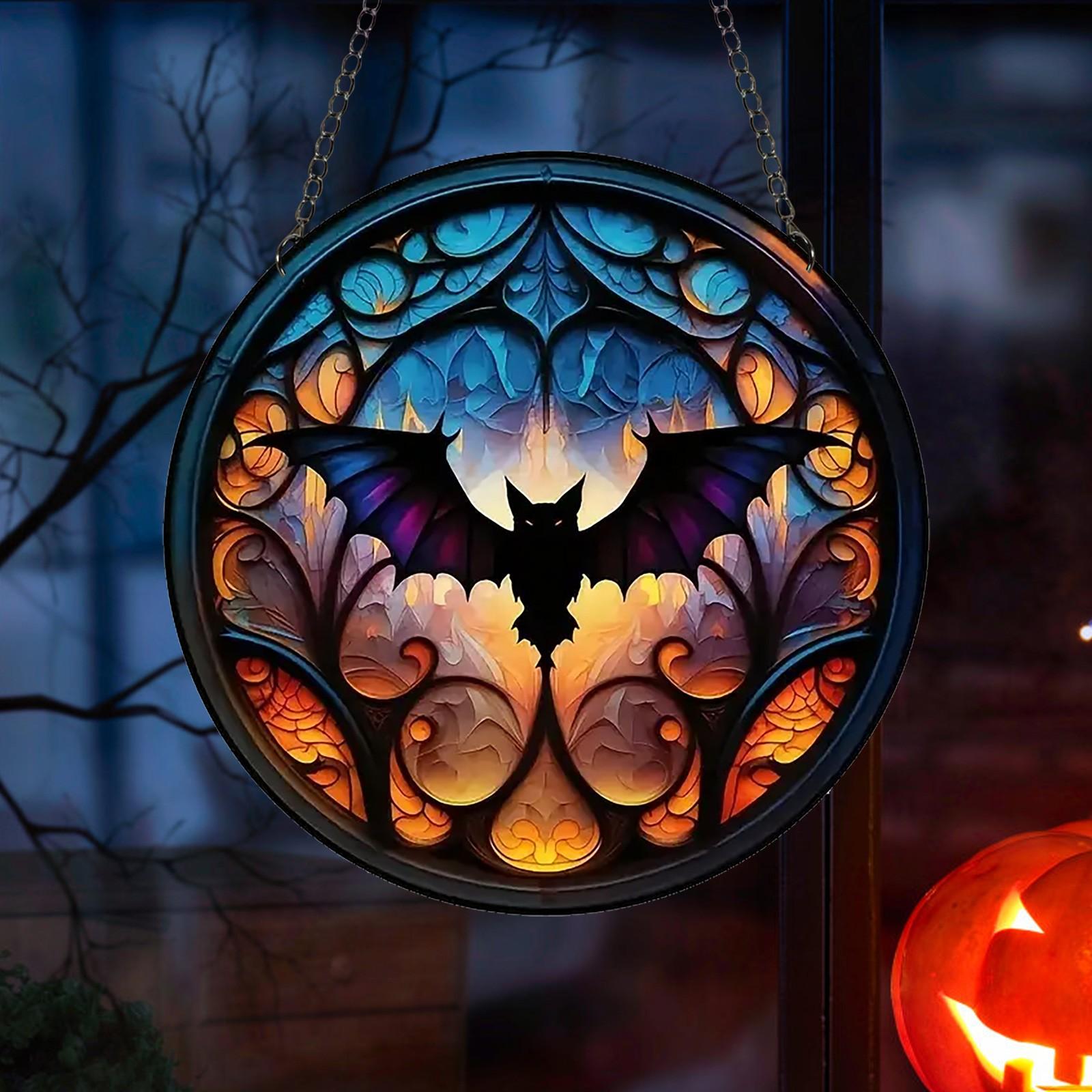 

2D Праздничные подвески Хэллоуин Акриловые витражные украшения для окон Украшения для сада Украшения для крыльца дома One Size