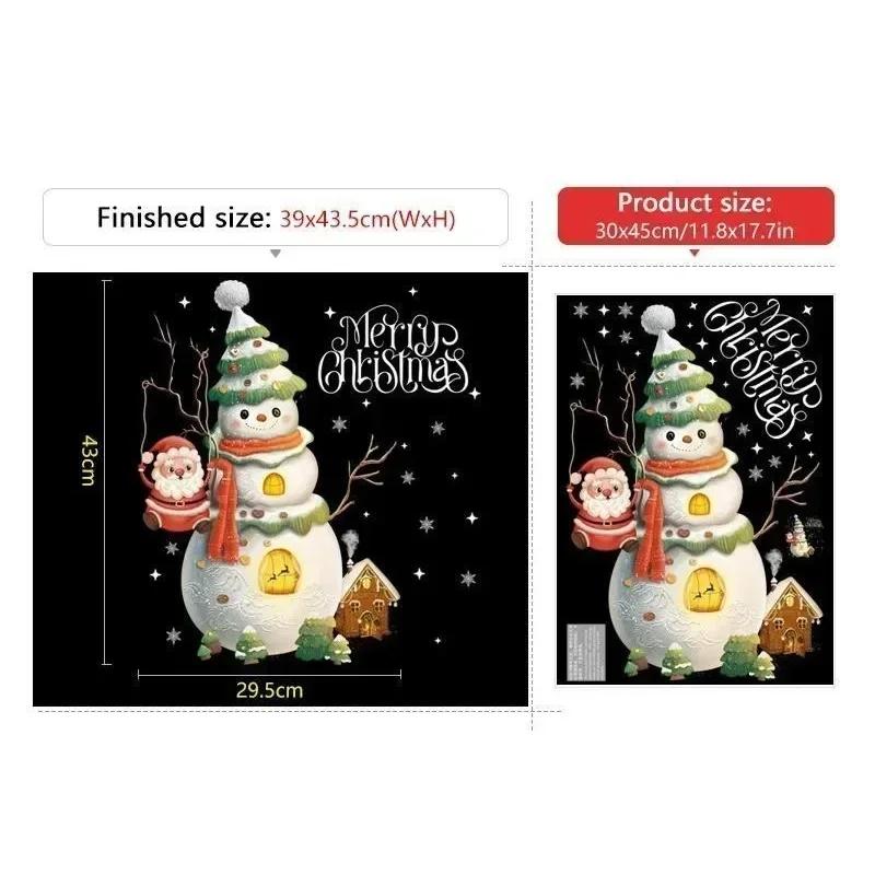 Christmas Series Window Glass Sticker Cartoon Snowman Pattern Home Living Room Wall Holiday Self-adhesive Decoration Accessories