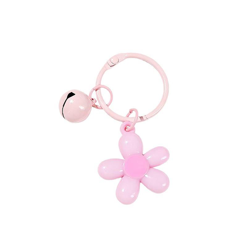 Fresh Five-Petal Flower Resin Keychain with Heart Bead - Girlish Flower Bag Charm