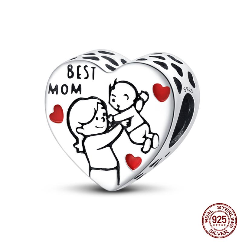 100% Copper Heart Shaped Warm Family Charm Beads Fit Qikaola Original Bracelets Fine Diy Mother'S Day Jewelry Gifts