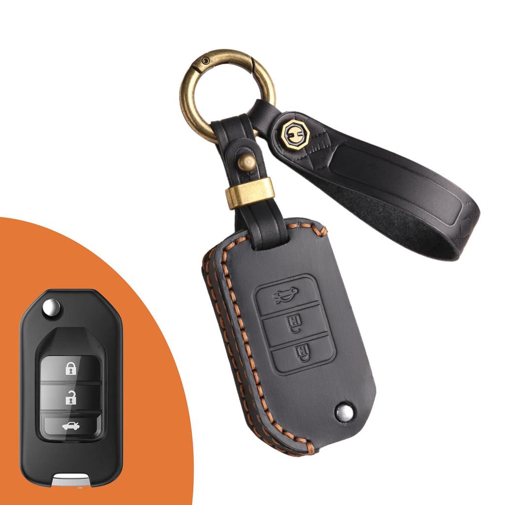 Honda Folding Key Protective Leather Cover - Handcrafted