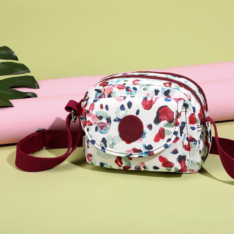 Torba na ramię z nylonu z nadrukiem, torba na kwiaty, mała torba kwadratowa z wieloma przegródkami, torba wielowarstwowa