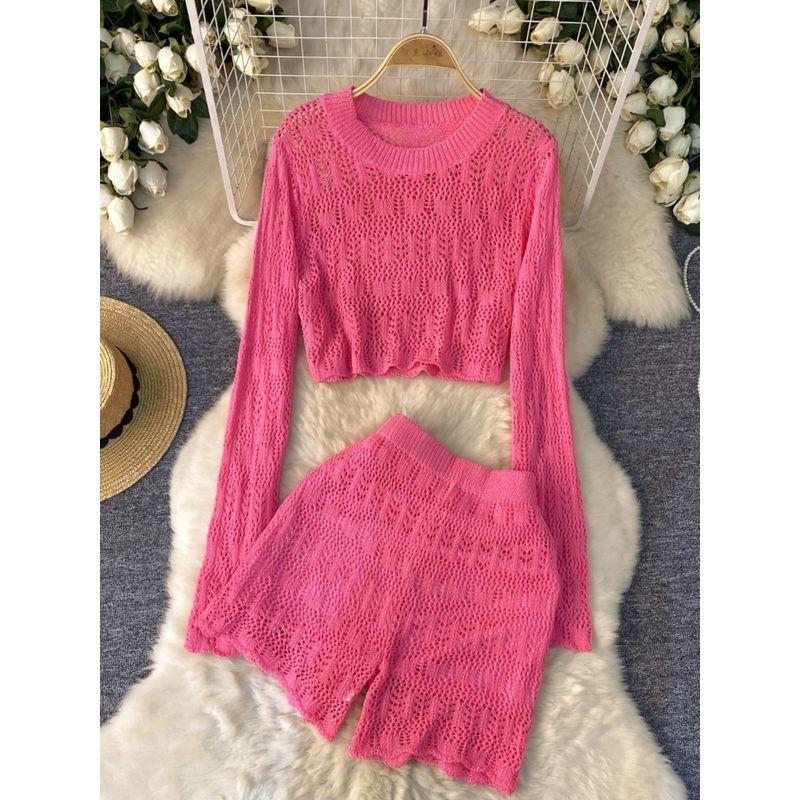 Fashion Wind High Waist Slim Looking Short Pants Knitting Suit