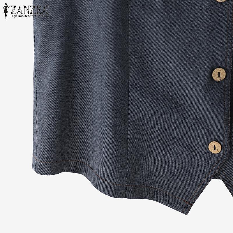 ZANZEA Chalecos Cárdigan de Verano Casuales con Cuello en V para Mujer