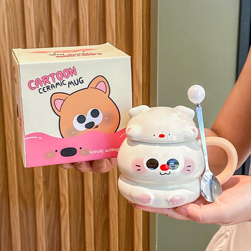 ins high-value cute pig cup ceramic mug home breakfast coffee cup for girls' birthday gifts