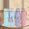 1PC Dancing female figure line sketch print 750ml colorful plastic sports water bottle leakproof pop up lid with straw for outdoor work home use