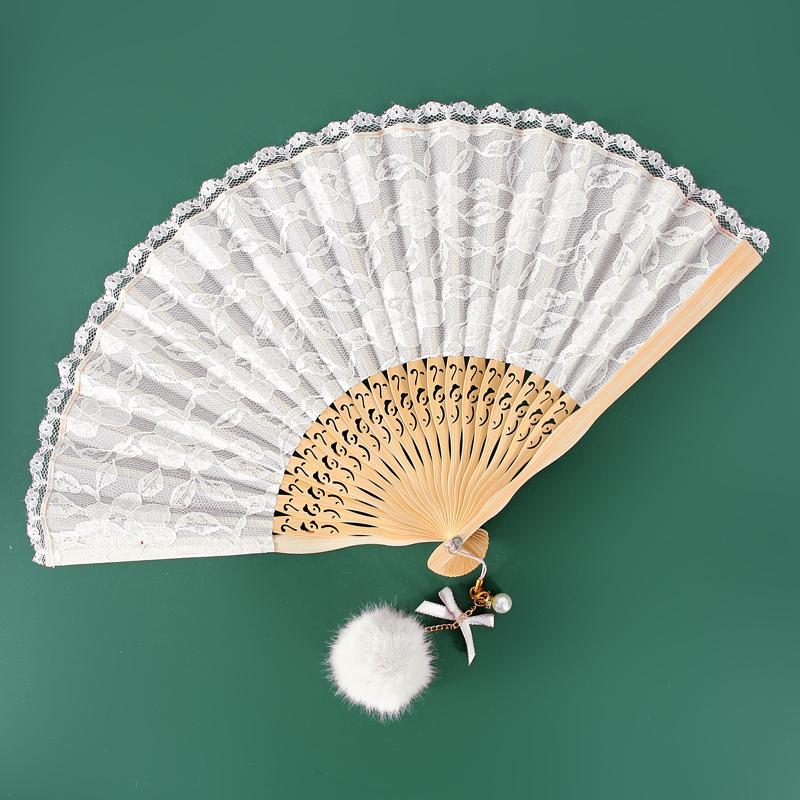 Classic Black Lace Cheongsam Folding Fan - Portable Chinese Style Summer Dance Fan for Ladies