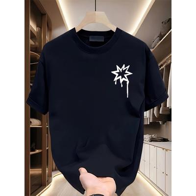 European Sizes Trendy Brand Printed Short-sleeved T-shirt Men's Summer New Large-size Versatile Casual Top