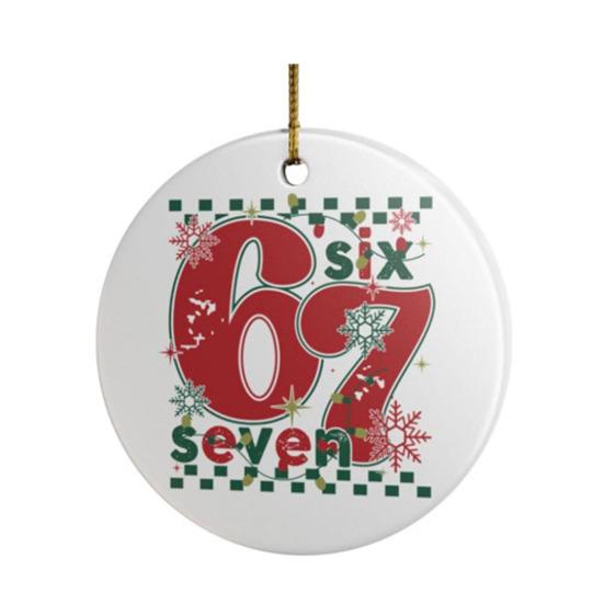 

Christmas Pendant Striped Print Number 6 7 Charm 2D Acrylic Hanging Pendant Party Home Festive Cheer Holiday Decoration