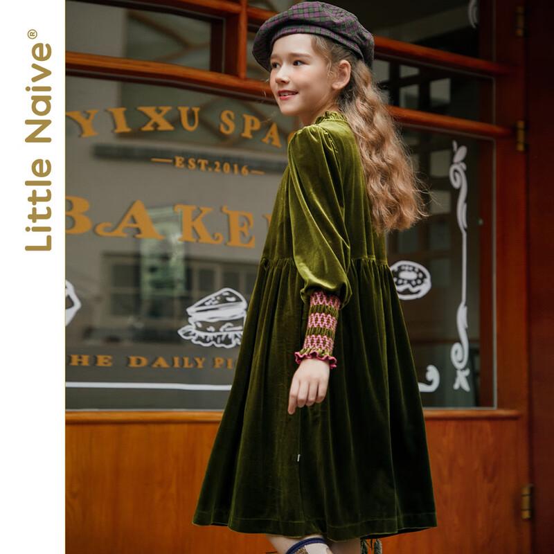 Little Naive Girls French Vintage Velvet Princess Dress 110