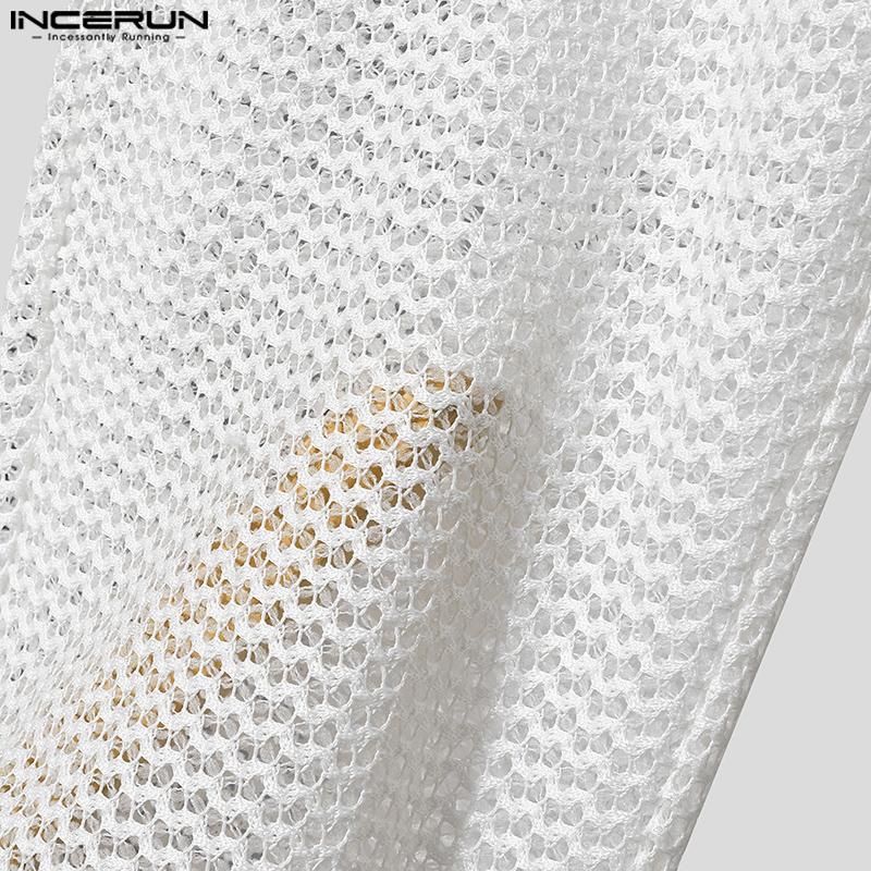 INCERUN Pantalones largos de playa transparentes con cintura elástica y malla para hombre