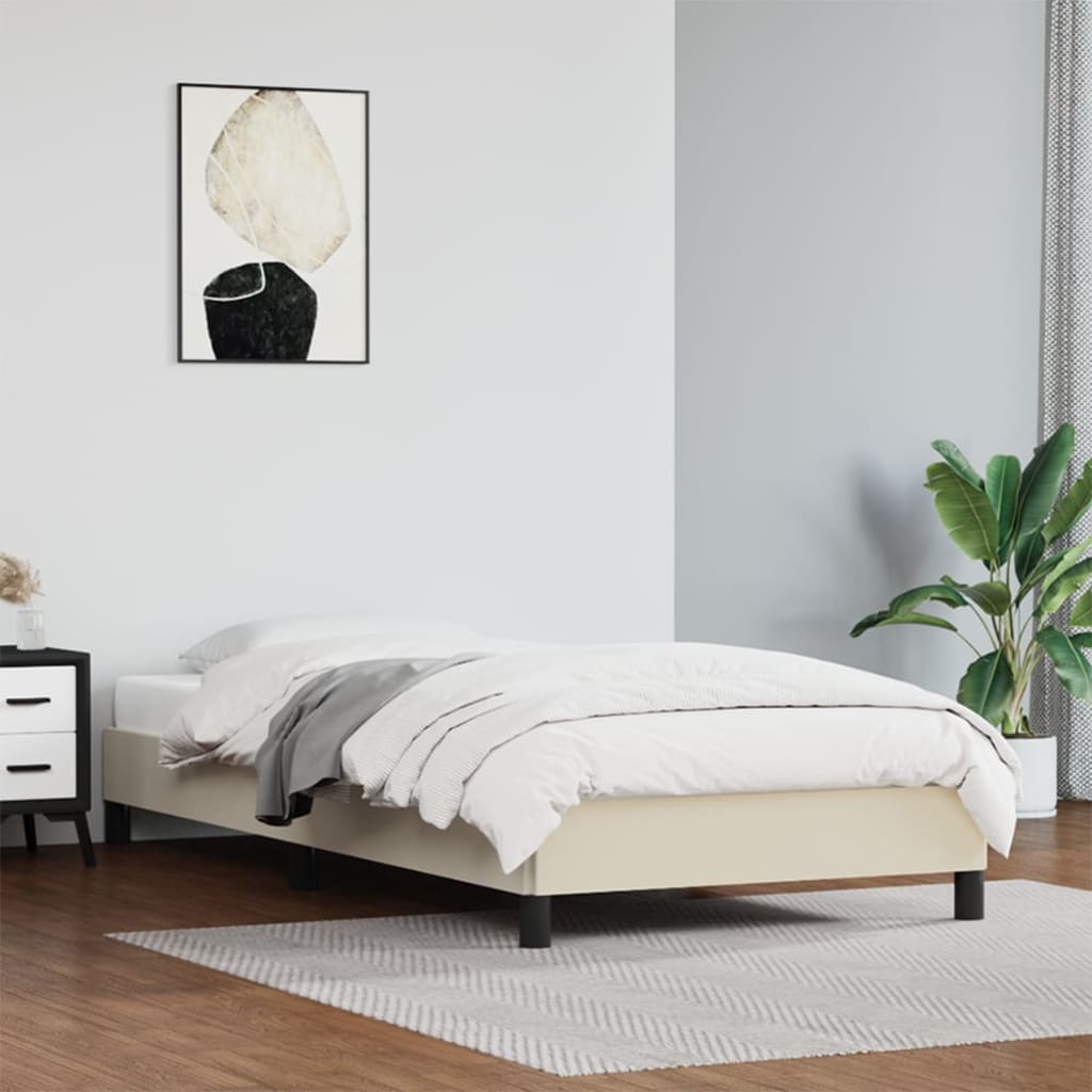 Bed Frame Cream 90x190 cm Faux Leather