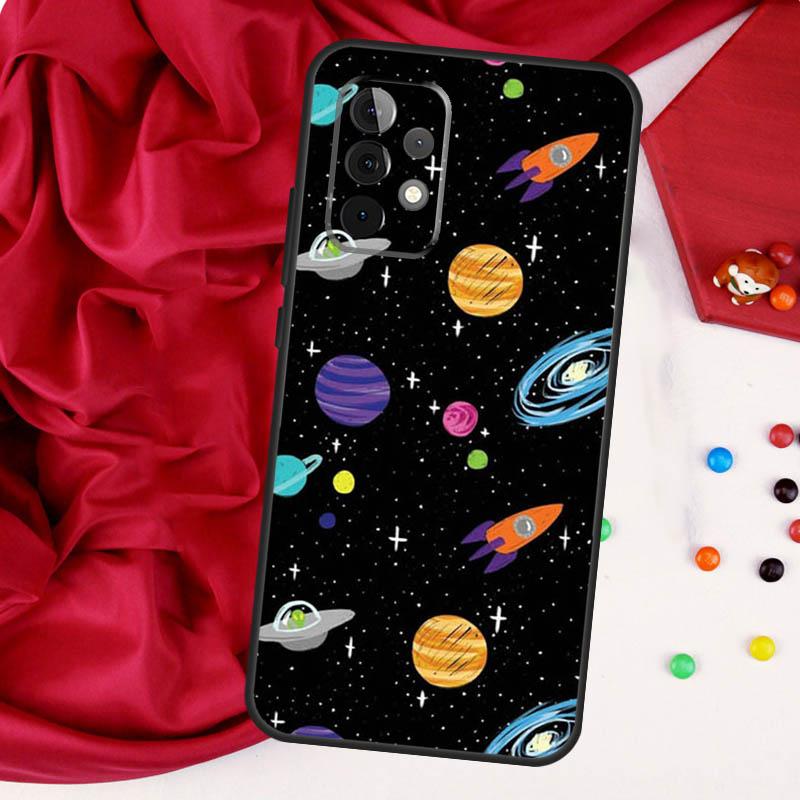 Black White Moon Space Astronaut For Samsung Galaxy A26 A05 A06 A16 A54 A34 A14 A22 A32 A52 A55 A35 A15 A53 A13 A56 A36 Case