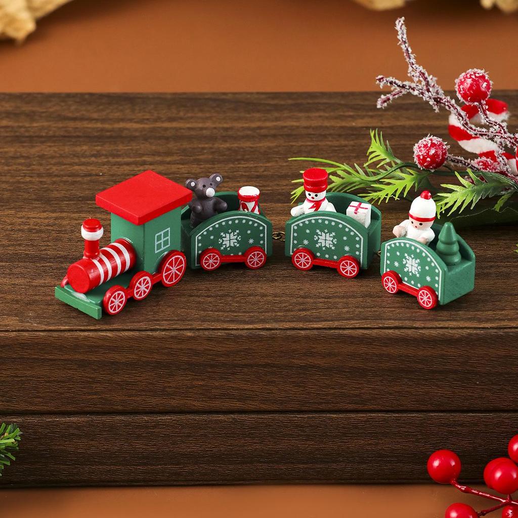 Wooden Christmas Train Ornament Gift Set