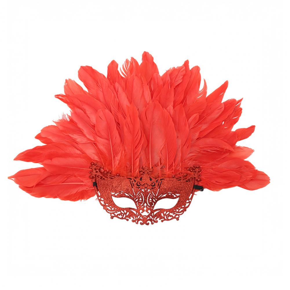 Party Masquerade Masque Feather Decorative Masque Elegant Feather Masquerade Mask Carnival Headpiece Set for Women for Prom красный