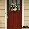 Welcome Sign for Front Door Door Wreath Ornament with Rope Wood Sign Door Hanger with Bow for Holiday Home Porch Decoration