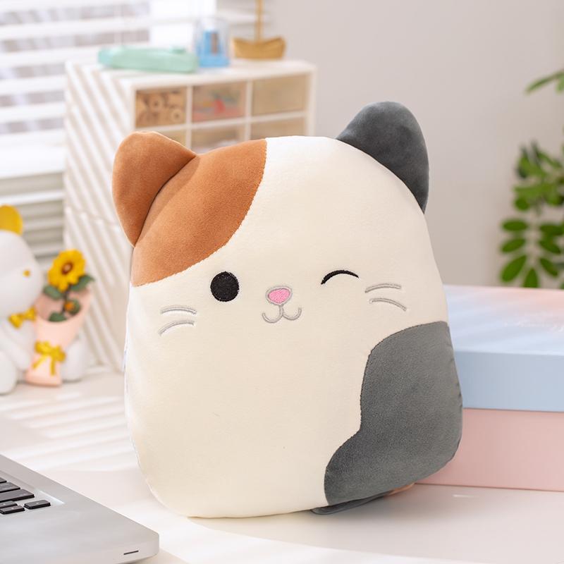 Cute Calico Cat Plush Pillow Toys Stuffed Soft Animal Cat Pillow Nap Cushion Creative Birthday Gift for Kids Girlfriend