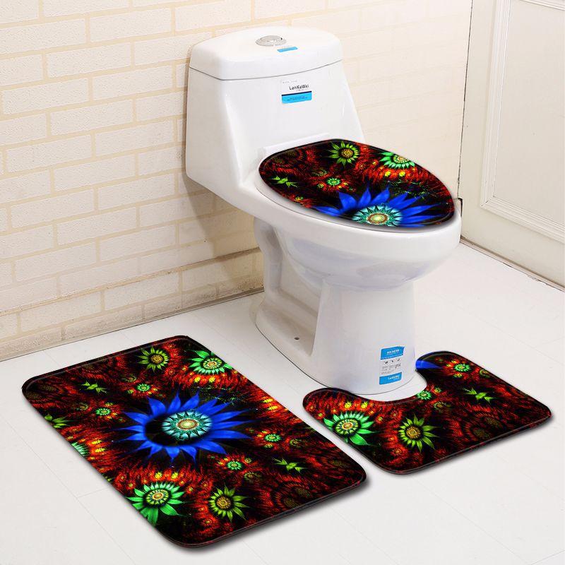 3D Printed Bathroom Toilet Three-Piece Floor Mat Door Mat Bathroom Carpet
