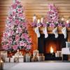5Pcs Pink Glitter Artificial Flowers Berry Ornament Christmas Tree Decoration with Clips Stem for Xmas Home Decor Accessories