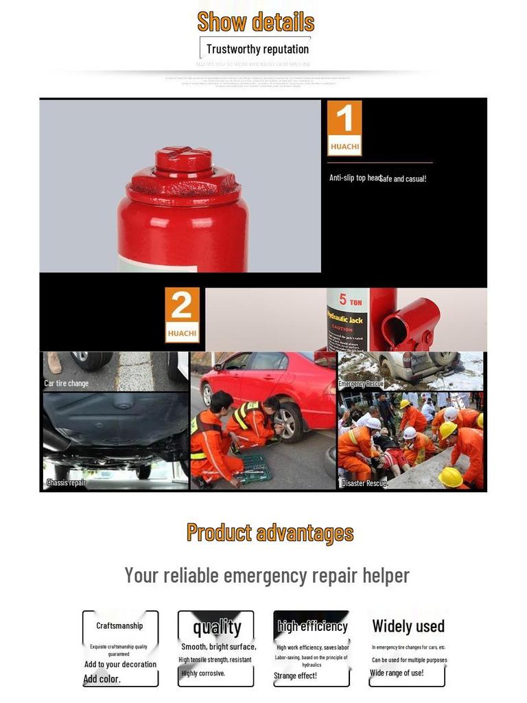 Vertical Hydraulic Car Jack 10T/5T/2T for Vehicle Emergency Use