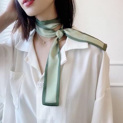 Einfache Wickeltücher Krawatte Halstuch Französisches Band Stirnband Druck Koreanischer Stil Schals Bedruckter Schal Kleiner langer Schal Seidenschal