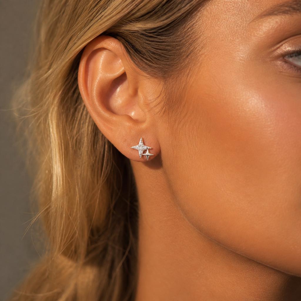 Charm Small Star Earring Minimalist Inlaid Mini CZ Zircon Stud Earrings,Ear Hole Can Be Worn for Sleeping,chic Jewelry Wholesale