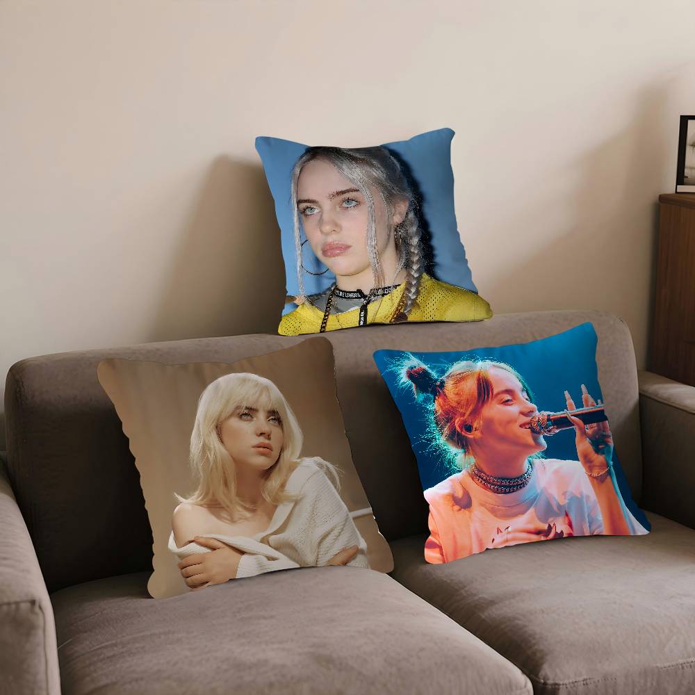 Singer B-Billie-Eilish Decorative Room Aesthetics Pillow Case Home Decor Bedroom Sofa Bed Couch Pillow Cover 45x45