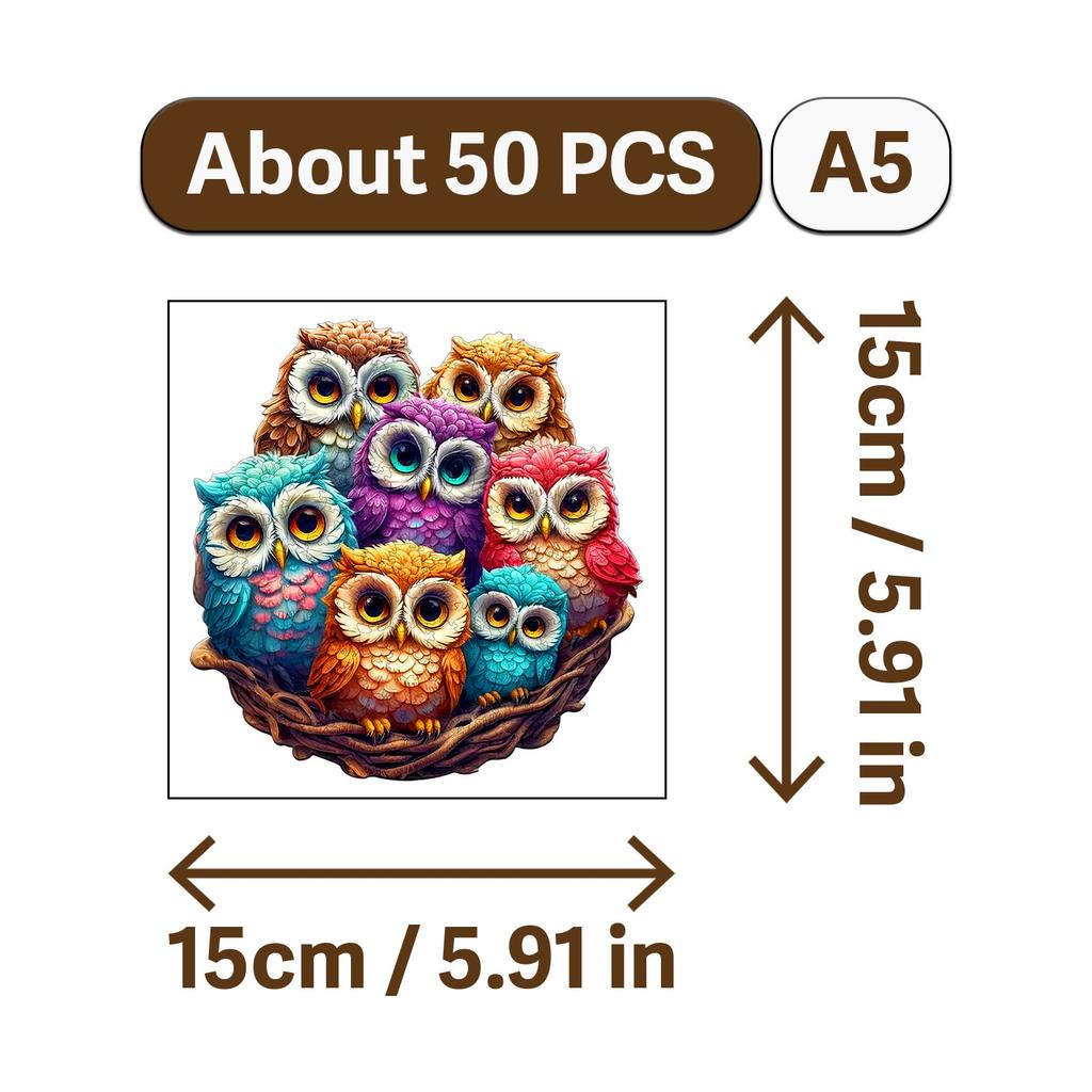The Owl and Animals Theme Wooden Jigsaw Puzzle Wood Home Decor Painting Christmas and Halloween Gift Toy for Teen and Kid