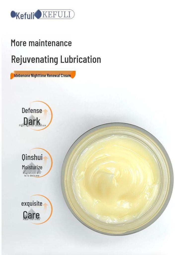 Idebenone Night Cream: Repair Barrier, Brighten Tone, Moisturize, Hydrate with Ergothioneine