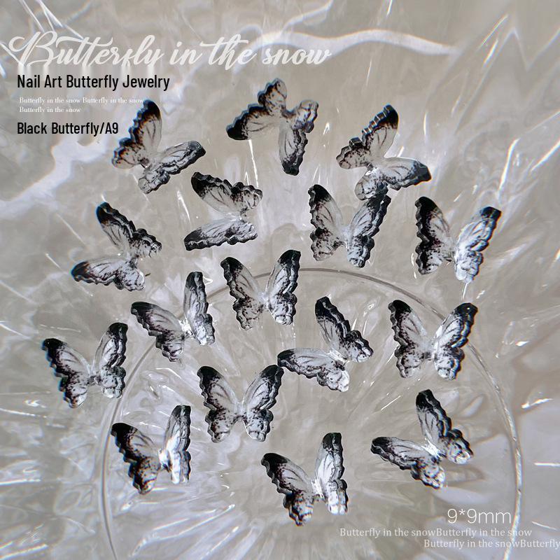 Nail Art Set: 3D Butterfly, Camellia, Pearl, Black & White Accessories