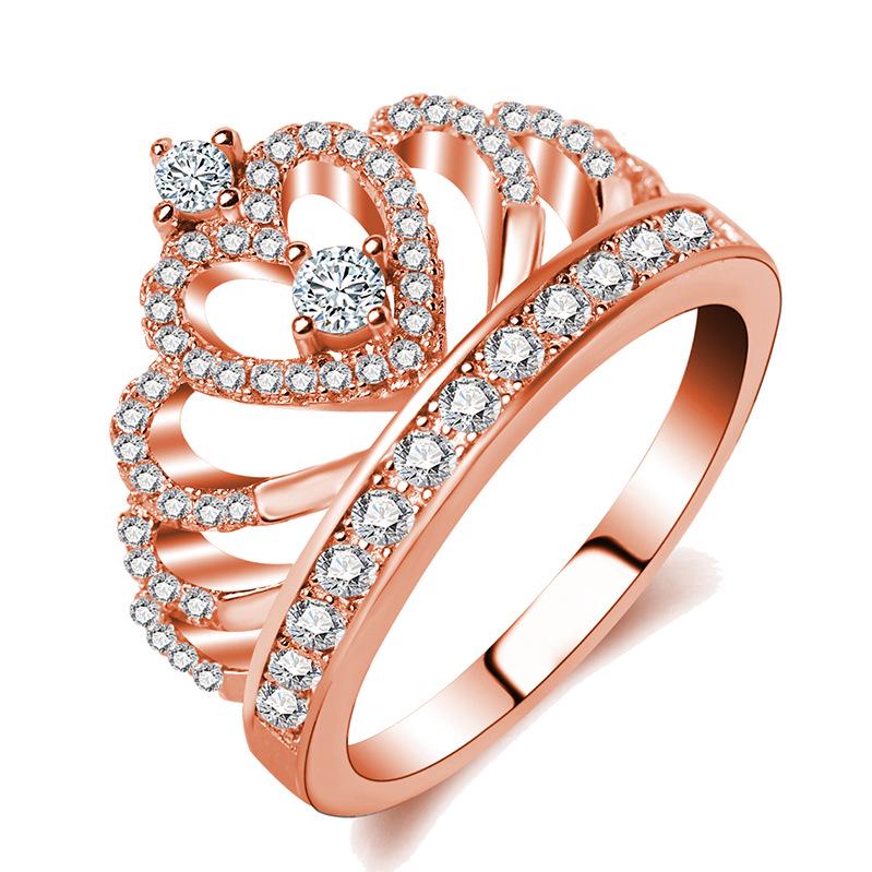 Jewelry Pop Rose Gold Crown Zircon Ring No. 10 розового золота
